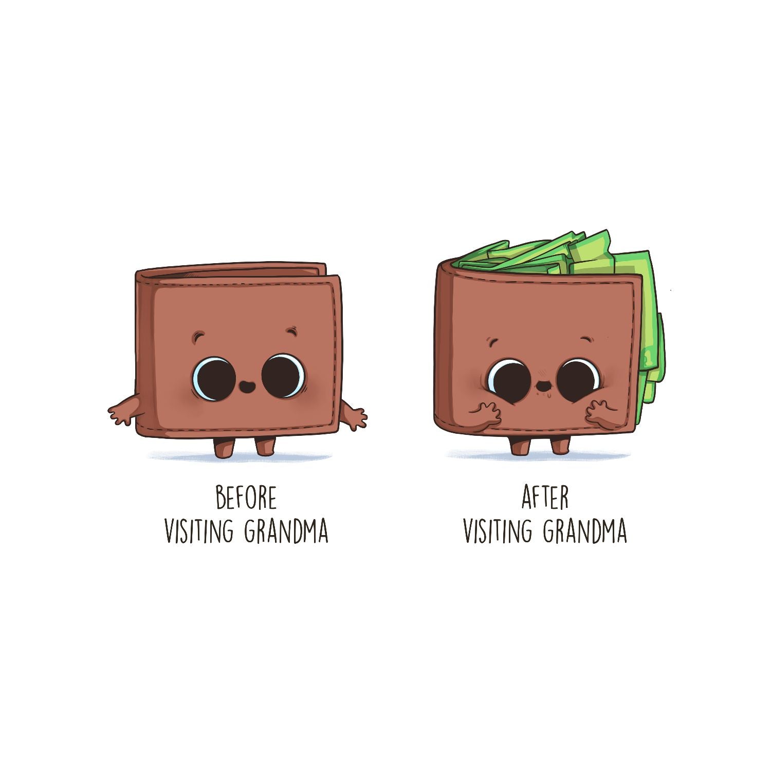 Before After Visiting Grandma Wallet